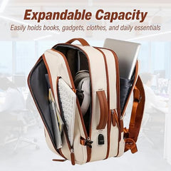 KARRIER 50L CrossZip Laptop Backpack for Men & Women, Spacious Padded Laptop Bag with Multiple Compartments for Office, College, Work & Travel, Cream**