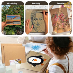 Lakeer Kraft Sketchbook - A4 Size, 250 GSM-25 Sheets, for Sketching, Drawing, Painting, etc - Landscape