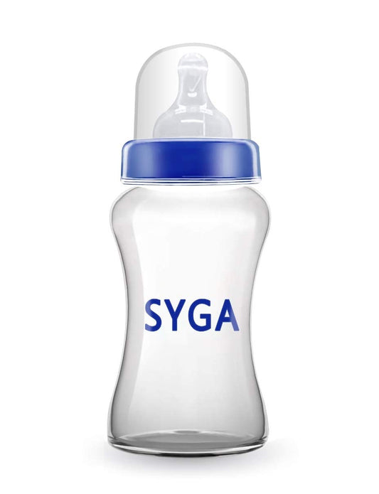 SYGA Baby Feeding Bottle Wide Neck BPA Free Non Colic Extra Safe Feeding Bottle, Blue-250ml