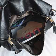 MOMISY Backpack Purse Women Vintage Multipurpose Rucksack Design handbag and Shoulder Bag PU Leather Travel Daypack Bag Waterproof Ladies Girls College School Bag-Black