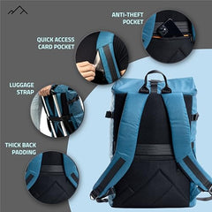 TRIPOLE Tusker Roller Top Laptop Backpack for Daily Use and Travelling | Water-repellent fabric, Anti Theft Pockets and Expandable size (Khaki)