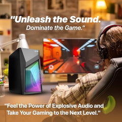 EVM EnDesk Plus Gaming Wired Stereo Speakers with RGB Lighting – Dual 3W RMS Output (2” Drivers), USB Powered, 3.5mm AUX Input, Line-Controlled Volume - 1-Year Warranty (EVM-BTS-208)