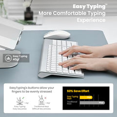 cimetech Wireless Keyboard and Mouse Set, 2.4G Ultra-Thin Sleek Design, USB Compact Full Size Keyboard Mouse Combo for Windows, Computer, Desktop, PC, Notebook - Pink
