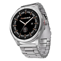 Fastrack MYND 1.93” AMOLED Display Smart Watch for Men & Women with AI Watch Faces,AI Chat,Offline Voice Commands,Curved Metallic Design,Functional Crown,BT Calling, Health Suite,100+ multisport modes