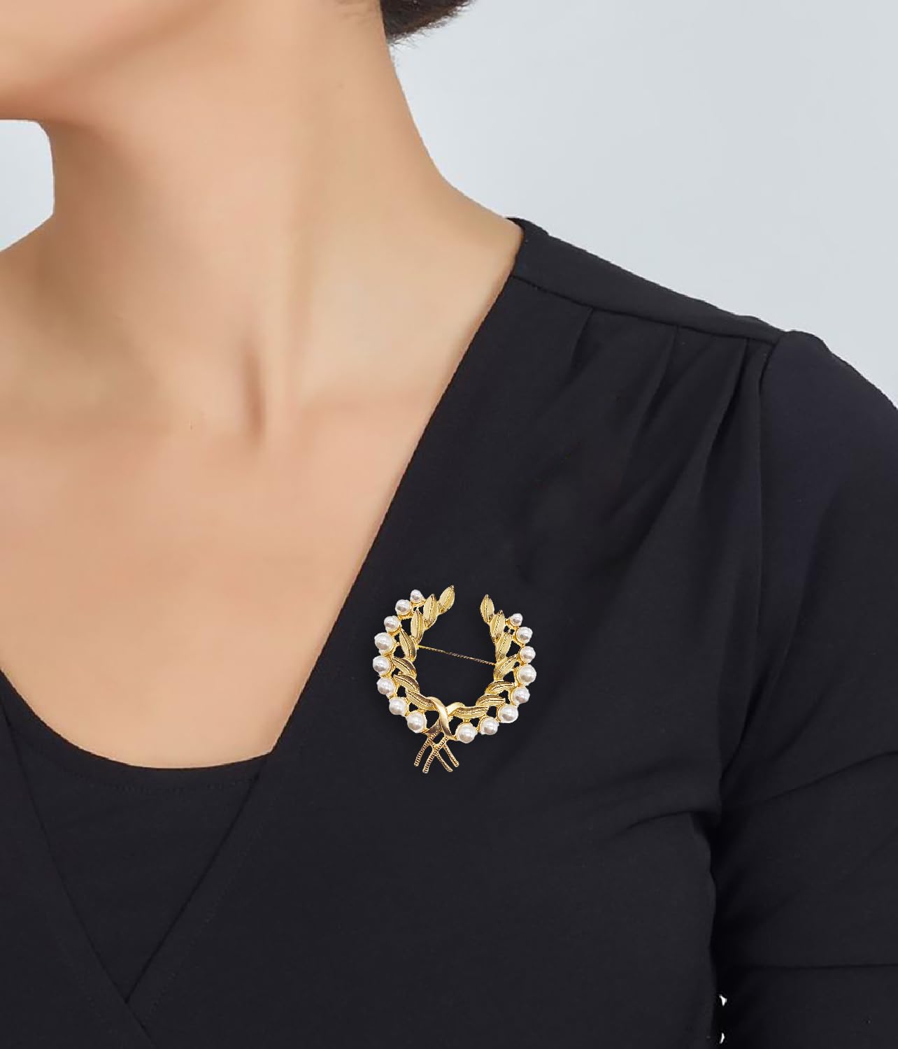 SYGA Brooch Pin Fashion Crystal Rhinestone Jewellery Pin Vintage Clothing Accessories Decoration White Pearl Wheat Ear Gold Brooches For Women- S234