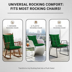 DADDY COOL Multipurpose Extra Long Rocking Chair Cushion for Outdoor and Indoor/Chair pad for Home & Office Chair Filling 18 x 50 Inch Pack of 1 Dark Green (Only Cushion)