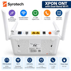 Syrotech SY GPON 2010 WADONT Dual Band XPON ONT with 4 Antenna Fiber Broadband with Voice Wireless Router