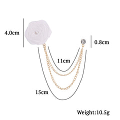 SYGA Rose Flower Brooch Pin for Men & Women,Beautiful Fashion Jewelry with Chain Design(White)