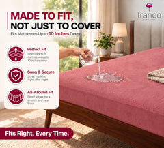 Trance Home Linen Premium 220 GSM+ 72"x36" Single Bed Size Cotton Terry Waterproof Mattress Protector | Elasticated Fitted Non-Toxic Bed Protector | Single Bed Mattresses Cover 72x36 inch, Brown