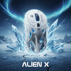 Arctic Fox Alien-X Gaming Wireless Mouse, Tri-Mode (2.4G/Bluetooth/Wired), 4800 DPI, 1000Hz Ergonomic Hollow RGB Rechargeable Type-C for Mac/Laptop/iPad/Office (Star White)