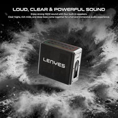 Lenyes S861 80W (150W Peak) Bluetooth Party Speaker, 2 Rechargeable Wireless Mics, 12000mAh Battery, RGB Lights, TWS Stereo, Bluetooth 5.0, USB TF AUX Pendrive, Karaoke Speaker, Black