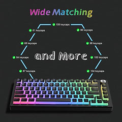Womier Pudding Keycaps, PBT Shine Through Keycaps White 164 Keys Set