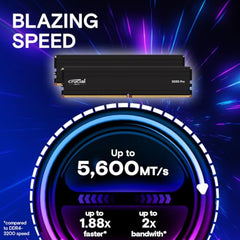 Crucial Pro RAM 64GB Kit (2x32GB) DDR5 5600MT/s (or 5200MT/s or 4800MT/s) Desktop Memory CP2K32G56C46U5