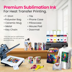 Splashjet Sublimation Ink for Epson - Heat Transfer Printing on Mugs, Mobile Cases, Polyester T-Shirts etc for use with Epson Printers - L130, L220, L360, L380, L1300 - (70gm x 4 Colour) - 501906