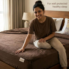 Feelme Mattress Cover King Size 84x84 Waterproof Cotton Mattress Protector for Double Bed (84x84 Inch/ 7x7 Feet Grey) 210 GSM 100% Waterproof