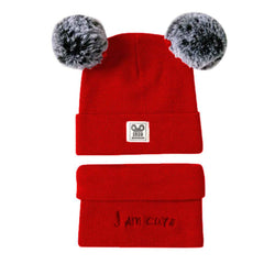 SYGA Baby Knit Hat Scarf Set Toddler Girls Boys Winter Pom Pom Beanie Cap Neck Warmer Beige
