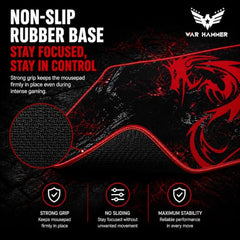 WAR HAMMER GX1050 Extended Size Gaming Mouse Pad| Stitched Edges| Non-Slip Rubber Base|Computer Laptop|Keyboard Mouse Pad for Office & Home (Extended XXL, GX3050 AR120)