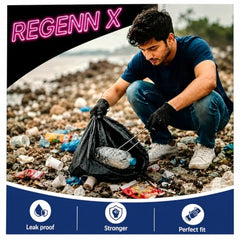 Regennx black Garbage Bags for Dustbin |Medium 19x21 inches |180 Plastic Bags for Home | 30 Pcs x Pack of 6 plastic bag Medium Size for Waste Disposal.