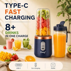 Juicer for Home ^ Lacossi Juicer Mixer Grinder with 1500mAh Battery, 6 Blades 3Gears Fast Blending, 2-Jar Capacity (400ml*2) | 40 Watts Bullet Rechargeable Portable Personal Juicer