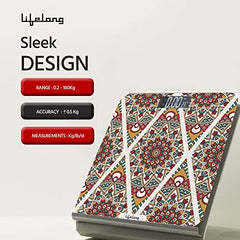 Lifelong Bloom LLWS54 Body Weighing Scale (Indian Cultural Series - Rajasthan Rural)|Digital Weight Machine for Body Weight|Thick Tempered Glass with LCD Display|Bathroom Weighing Scale (Multicolor)