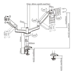 SYGA Monitor Stand Arm Desk Mount Fully Height Adjustable Bracket with C-Clamp & Gronment 180 Tilt Rotation Supports 16 to 31 Inch Monitors and TV (DualArm Black)