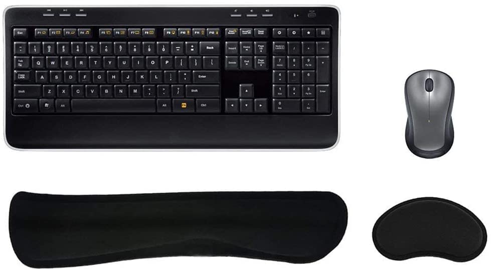 SYGA Keyboard Wrist Rest Pad Leather Mouse Keyboard Wrist Rest Support Pad Set with Comfortable Memory Foam Padding Non-Slip Rubber Base and Ergonomic Design for PC Computer Laptop