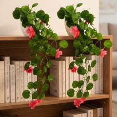 fancymart Artificial Flower Plant Home Décor with Small Size Pot | Pack of 2 | Plant Hanging for Home Decor | Office Decor (DESIGN-01)