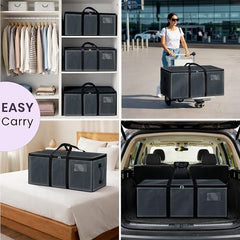 Storite 81 L Jumbo Super-Size Nylon Heavy Duty Underbed Storage Bag | Moisture Proof Multi-Purpose for Toys/Blankets/Clothes/Moving Bags With Strong Handles Rectangular (87x26x36 CM) - Teal