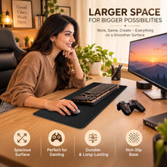 Storite 900x400x2mm Extended Gaming Mouse Pad, Desk Mat, Black | Stitched Embroidery Edges, Water Resistance Coating, Natural Non Slippery Rubber Base, For Laptop/Computer