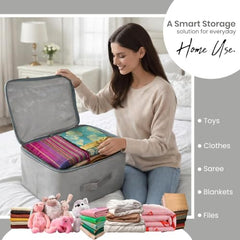 Storite 2 Pack Nylon Wardrobe Bag Underbed Cloth Storage Organizer | Moisture Proof Storage Bag, Storage box for Clothes Saree Bags, Zippered Closure & Handle - Magenta,37x34x23 cm