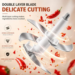 800W Electric Meat Grinder & Food Chopper with 304 Stainless Steel Bowl, 4-Blade Vegetable Processor, 2-Speed Control for Meat, Fish, Fruits, Onion, Garlic, Nuts & More for Home Kitchen, Easy Cleaning