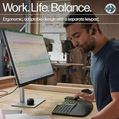 HP 960 Ergonomic Wireless Keyboard/Multi-Device/Soft Touch Palm Rest/Bluetooth/Swift Pair/OS Auto-Detection/Negative tilt/Split keyframe/Separate numpad