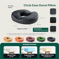 The White Willow Donut Pillow – Medium Firm HR Memory Foam Coccyx Seat Cushion for Tailbone, Hemorrhoid & Piles Pain Relief – Car & Office Chair – Above 60KG – Classic Black
