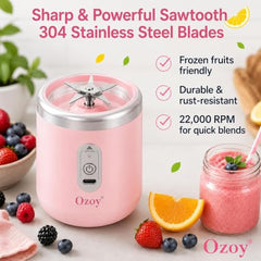 Juicer for Home ^ Lacossi Juicer Mixer Grinder with 1500mAh Battery, 6 Blades 3Gears Fast Blending, 2-Jar Capacity (400ml*2) | 40 Watts Bullet Rechargeable Portable Personal Juicer