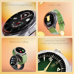 boAt Enigma Radiant Luxury Watch for Man w/1.43"(3.63 cm) AMOLED Display, AOD, Premium Metal Build, Round Dial, 200+Watch Faces, Upto 7 Days Battery Life, Fitness smartwatch for Men (Metal Black)