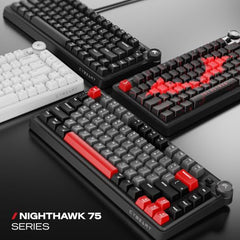 CYBEART Nighthawk 75 Wireless Mechanical Keyboard, 81 Keys with Multimedia Knob, Tri-Mode Bluetooth 5.1/2.4GHz/Wired, Hot-Swappable, RGB Backlit, Linear Switches, PBT Keycaps, 4000mAh Battery