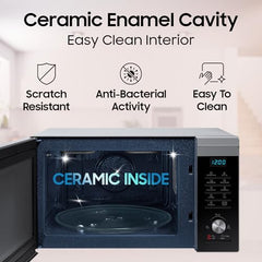 Samsung 28L Multi Spit, Convection Microwave Oven (MC28A6035QS/TL, Silver, Various Cooking Modes, Eco Mode, Hotblast, Crusty Plate, Wire Rack, Slim Fry, Ceramic Enamel Cavity with 10 year warranty)