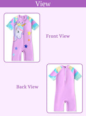 SYGA Children's Swimsuits for Girls Purple Crown Unicorn-L Size Perfect for Kids Age 5-6 Years Old (Purple)