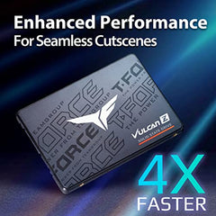 TeamGroup T-Force Vulcan Z 1TB Gaming SSD, Sata III 6Gbps Interface, SLC Cache, 3D NAND TLC, 2.5 Inch Form Factor, Internal Solid State Drive, Speed Up to 550/500 MB/s, High Performance, Low Latency