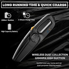 GaxQuly Cordless Vacuum for Home and Car 800W for Dry Vacuuming with USB Rechargeable Wireless Option (MoonBlack)