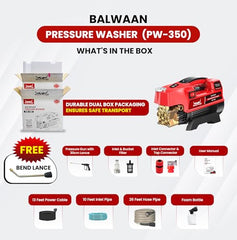 [Upgraded 2026] Balwaan Krishi PW-350 Pressure Washer for Car, 1.8 kW Single Phase Motor, 120–150 Bar Pressure, 2800 RPM, 7.5 L/min Flow Rate, 10 Accessories, for Car, Bike & Home Cleaning