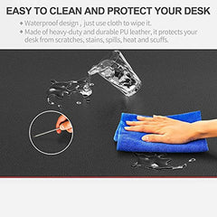 Dyazo Vegan PU Leather Mouse Pad for Remote Work/Office/Gaming, Large Desk Mat, Dual-Sided Anti-Slip, Water-Resistant Design (800 x 300mm, Navy Blue & Yellow)