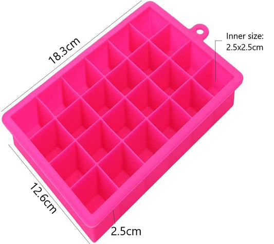 SYGA 24 Grid Cube Silicone Square Ice Cube Mold Tray Easy Release Square Shape Mini Stroage Tray Baby Food, Chocolate, Fruit Ice Cube Cocktail Whiskey Ice Tray Kitchen & Bar Accessories-Random Colour