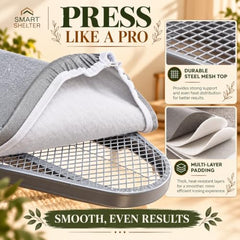 Smart Shelter Ironing Board with Adjustable Height, 111x30 CM | 16 mm Metal Bracket, Pure Cotton Cover, Foldable Design, Black and White Print, Home Use