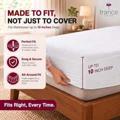 Trance Home Linen Premium 220 GSM+ 72"x36" Single Bed Size Cotton Terry Waterproof Mattress Protector | Elasticated Fitted Non-Toxic Bed Protector | Single Bed Mattresses Cover 72x36 inch, Brown
