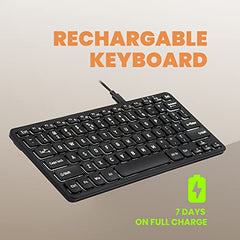 Perixx PERIBOARD-732B Wireless Backlit Mini Keyboard - X Type Scissor Keys - White Backlit - US English,Black,11950