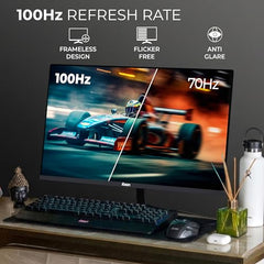 Foxin 24 Inch FHD Flat LED Monitor 1920x1080 Pixel Elite Series | Flat Panel, HDMI & VGA Port, 100Hz Refresh Rate, Frameless, Slim Bezel, Wall Mountable, 16.7 M Colors | 3 Years Warranty | White