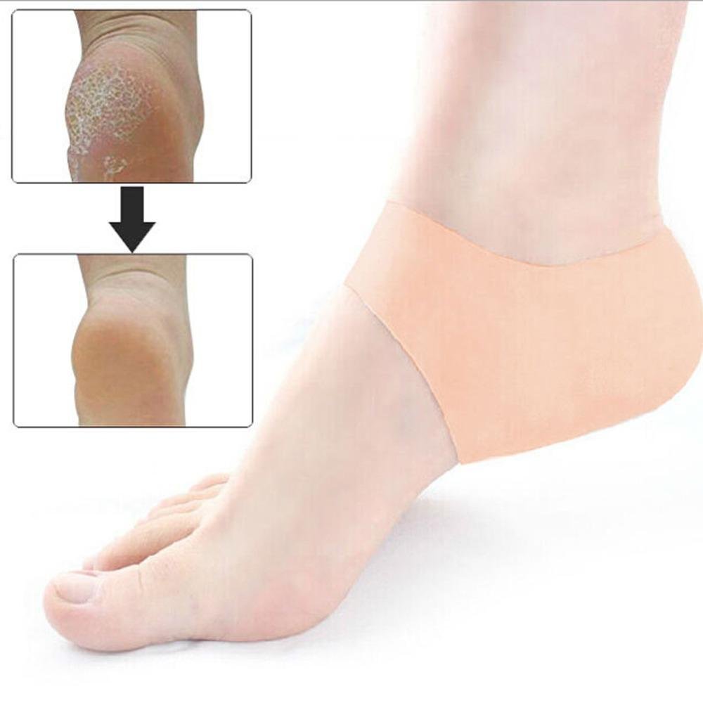 SYGA Pack of 4 Heel Foot Protector,Plantar Fasciitis Foot Arch Support Ankle Pain Relief Socks_Skin