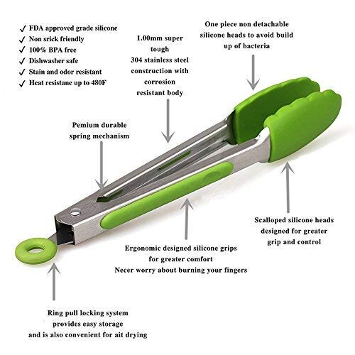 SYGA 1 Piece Silicone Cooking Tong,Stainless Steel Material with Heat Resistant Premium Silicone Grip