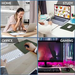 Tukzer Extended Vegan PU Leather Mouse Pad Desk mat Smooth Reversible Dual Color Splash Proof Anti Fray Stitched Edges Non-Slip Mousepad for Laptop Notebook Gaming Computer(Blue & Yellow 90CM X 45CM)
